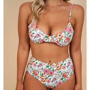 Blushing Brunette Floral Bathing Suit Size Medium